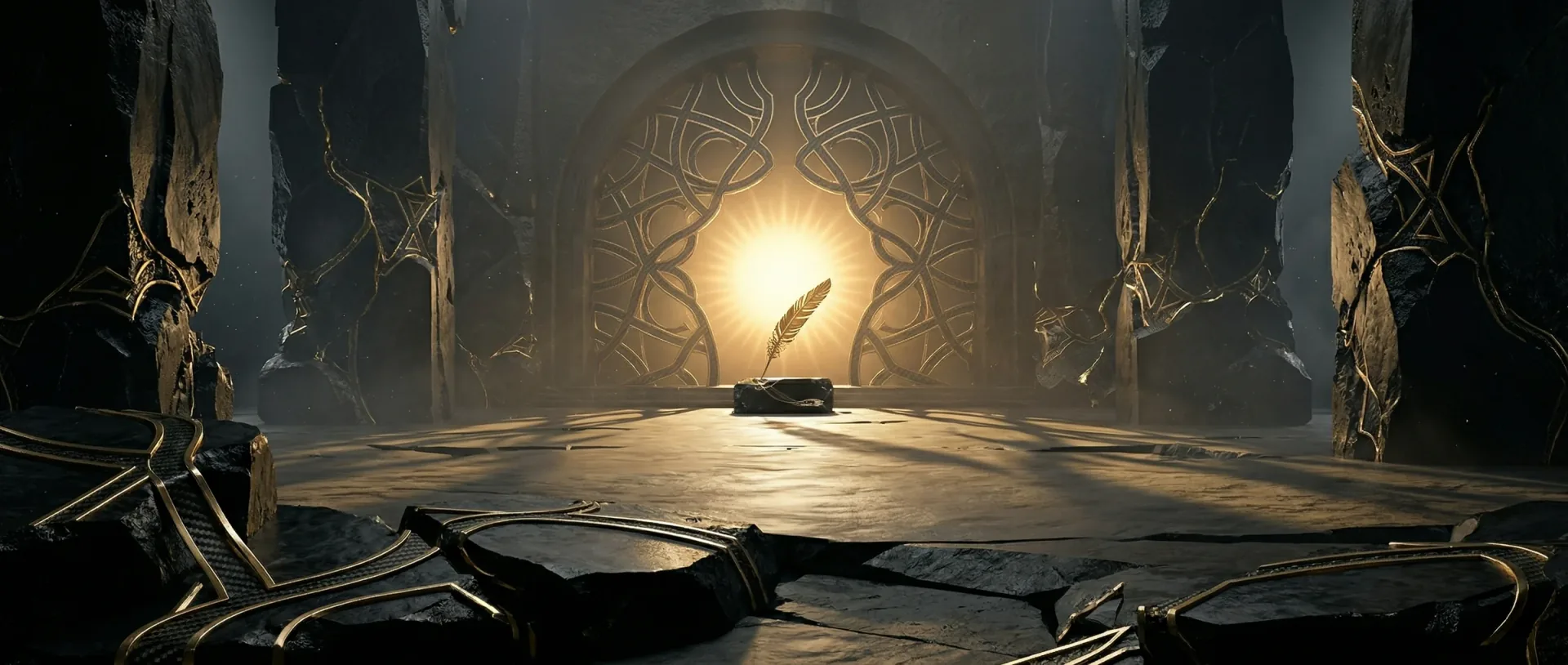 A cinematic gold architectural gateway representing a distinctive premium digital presence
